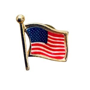 VTG American Flag Enamel Lapel Pin/Hat Pin 1.8cm